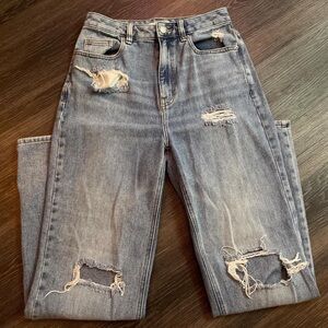 PacSun Light Blue Distressed Straight Leg Jeans